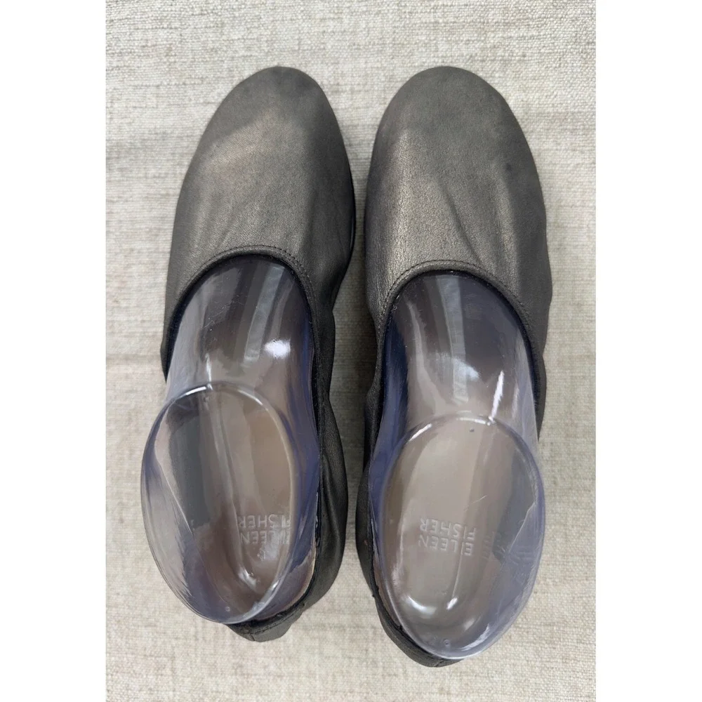 Eileen Fisher Womens Metallic Bronze Leather Wedge Loafers‎ Shoes Size 9